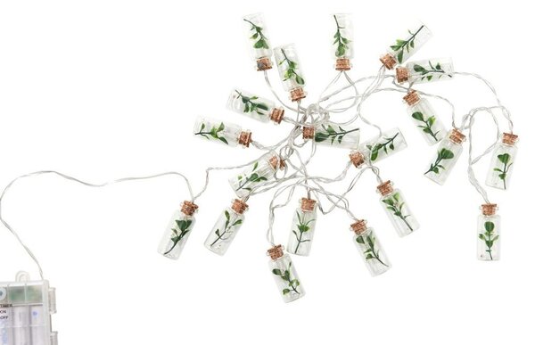 URBAN JUNGLE égősor USB kábellel, befőttes üveg / levél 20 égő