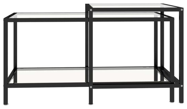 VidaXL Üveg Dohányzóasztal Szett - 2 db, Fekete