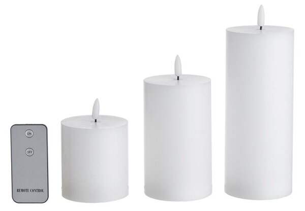 NORDIC LIGHT LED gyertya távirányítóval, fehér 3 darab