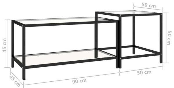 VidaXL Üveg Dohányzóasztal Szett - 2 db, Fekete