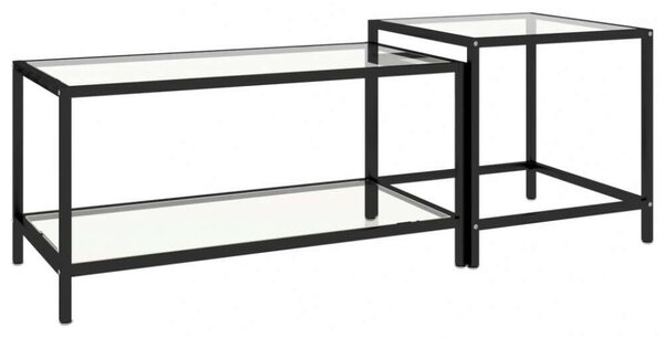 VidaXL Üveg Dohányzóasztal Szett - 2 db, Fekete