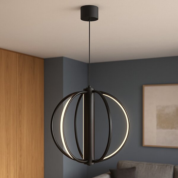 Moss Ø30 cm LED függőlámpa – fekete, grafikus design, dimmelhető