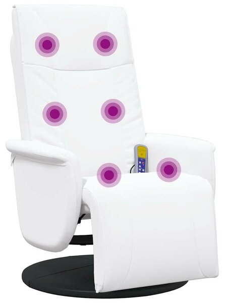 VidaXL fehér műbőr dönthető masszázsfotel lábtartóval