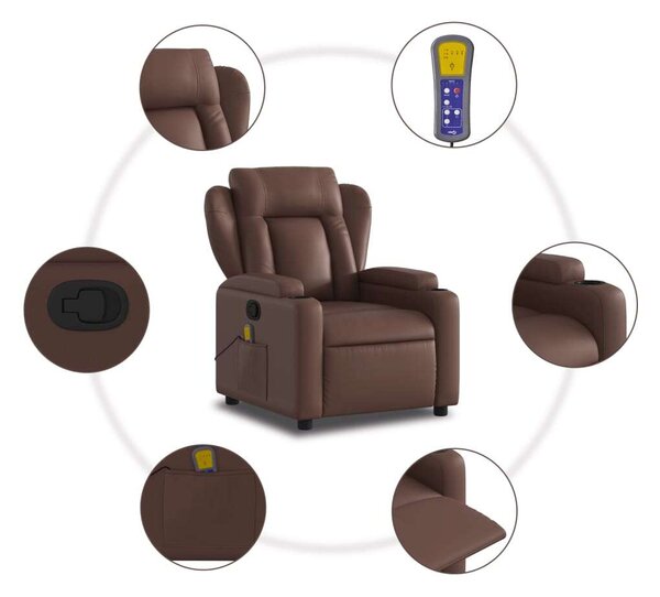 Masszázsfotel - Barna Műbőr Dönthető Relax Fotel