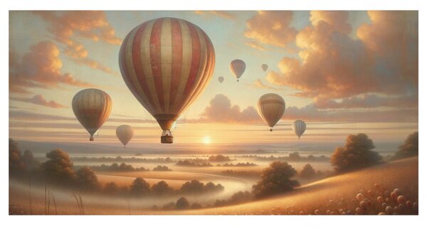 Kép naplemente ballonokkal