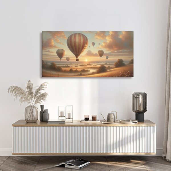 Kép naplemente ballonokkal