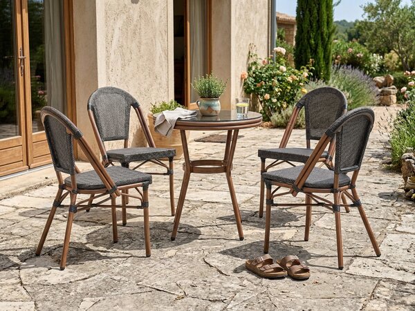 Négydarabos kerti szék szett RIFREDDO PE Rattan Szürke