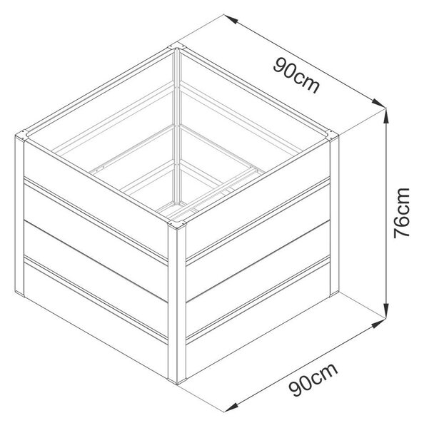 ROJAPLAST Magaságyás - Fém - 90x90x76 cm