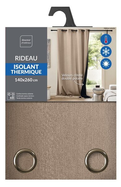 Barna kordbársony termo függöny 140x260 cm Madison – douceur d'intérieur