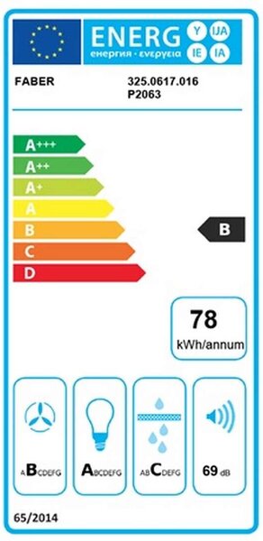 Faber STILO GLASS SMART X/V A90 Páraelszívó, 690 m3/óra, 3 sebességfokozat, B energiaosztály, Inox