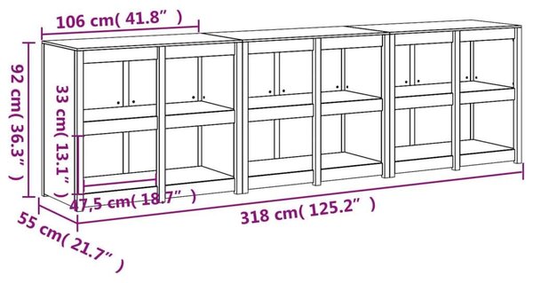 VidaXL Kültéri Konyhaszekrény - 3 db - Tömör Fenyőfa