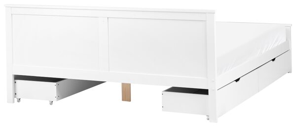 Ágy 4 fiókkal Fenyő SABRAN 180 x 200 cm Fehér