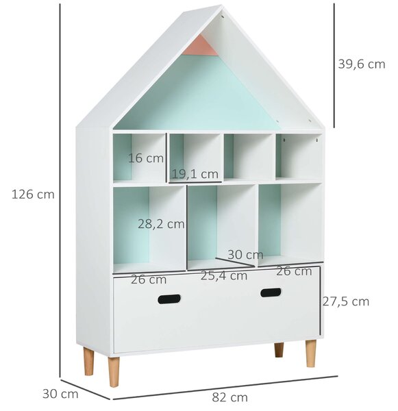 Könyvtár, MDF, 82x30x126 cm, többszínű