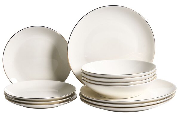 12 darabos étkészlet CUMIN Porcelán Törtfehér/arany