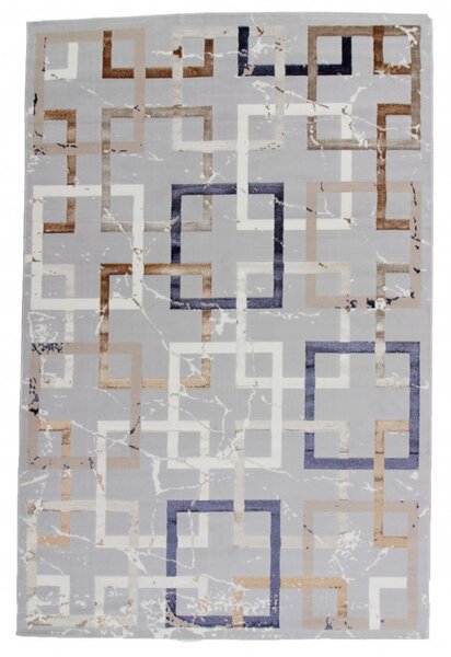 Modern szőnyeg szürke barna kék AMIR 160x230 gépi modern szőnyeg nappaliba vagy hálószobába