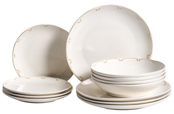 12 darabos étkészlet CHAROLI Porcelán Fehér/arany