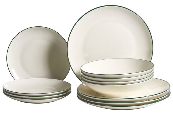 12 darabos étkészlet CUMIN Porcelán Törtfehér/zöld