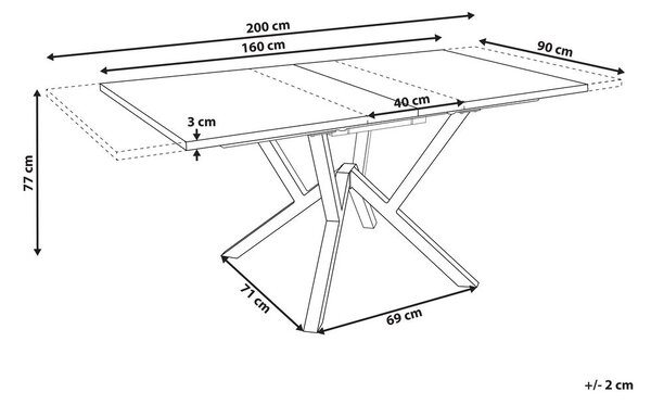 Kihúzható étkezőasztal ANSELL Világosbarna 160/200 cm 90 cm