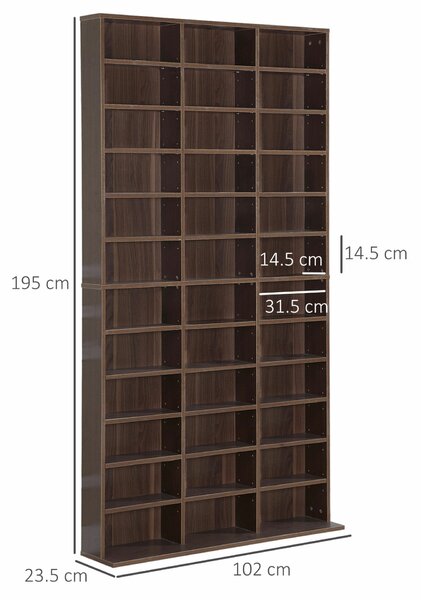 Homcom Könyvespolc klasszikus, MDF, 195x102x23,5cm, barna