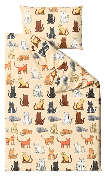 Mikroplüss ágyneműhuzat COLORED CATS krémszínű Ágyneműhuzat mérete: 70 x 90 cm | 140 x 200 cm
