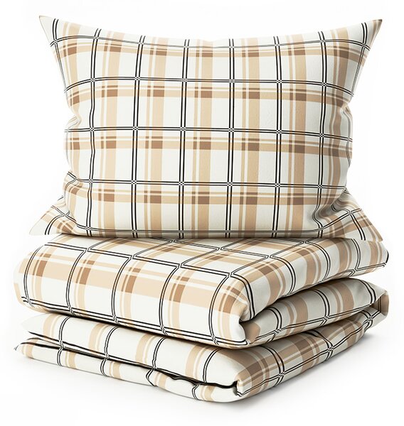 Mikroplüss ágyneműhuzat PLAID krémszínű Ágyneműhuzat mérete: 2 db 70 x 90 cm | 200 x 220 cm
