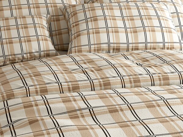 Mikroplüss ágyneműhuzat PLAID krémszínű Ágyneműhuzat mérete: 2 db 70 x 90 cm | 200 x 220 cm
