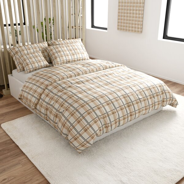 Mikroplüss ágyneműhuzat PLAID krémszínű Ágyneműhuzat mérete: 2 db 70 x 90 cm | 200 x 220 cm