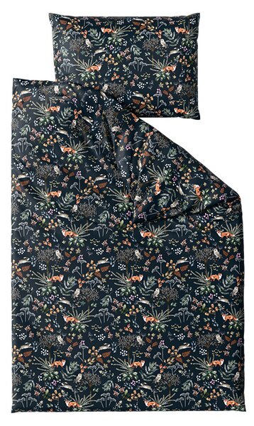 Mikroplüss ágyneműhuzat szett RÓKA ÉS NYÚL sötétzöld + mikroplüss lepedő SOFT 90x200 cm fehér, egyszemélyes