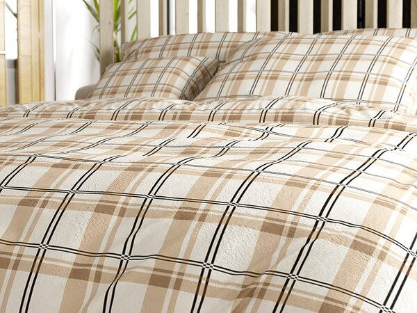 Mikroplüss ágyneműhuzat PLAID krémszínű Ágyneműhuzat mérete: 2 db 70 x 90 cm | 200 x 220 cm