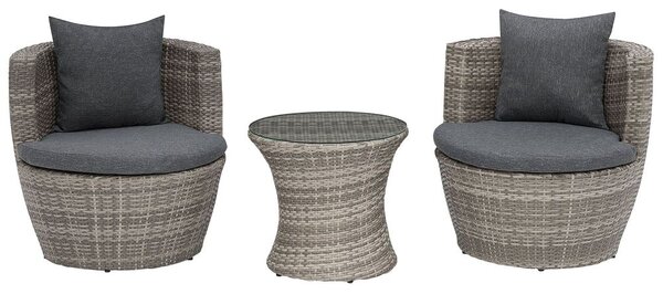 Bisztrószett párnákkal CAPRI PE Rattan Szürke
