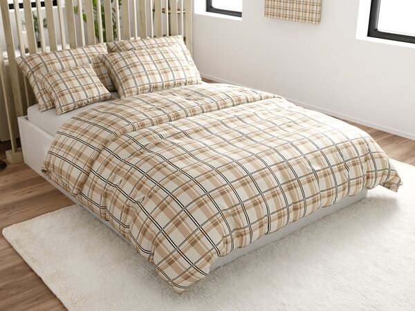 Mikroplüss ágyneműhuzat PLAID krémszínű Ágyneműhuzat mérete: 2 db 70 x 90 cm | 200 x 220 cm