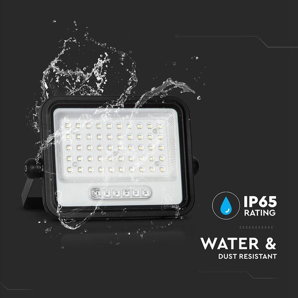 V-TAC 8W napelemes LED reflektor, 2000K - 8000K között állítható színhőmérséklettel - SKU 24083