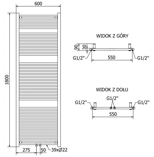 Mexen Mars, elektromos fűtőelem 1800x600 mm, 900 W, fehér, W110-1800-600-2900-20