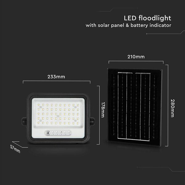 V-TAC 8W napelemes LED reflektor, 2000K - 8000K között állítható színhőmérséklettel - SKU 24083
