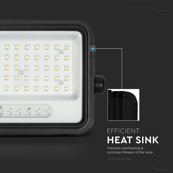 V-TAC 8W napelemes LED reflektor, 2000K - 8000K között állítható színhőmérséklettel - SKU 24083
