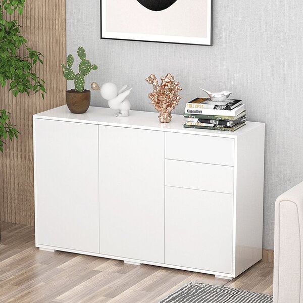 Multifunkcionális Komód 2 fiókkal 117x36x74cm, Fehér