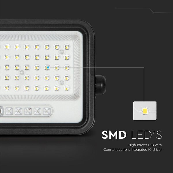 V-TAC 8W napelemes LED reflektor, 2000K - 8000K között állítható színhőmérséklettel - SKU 24083
