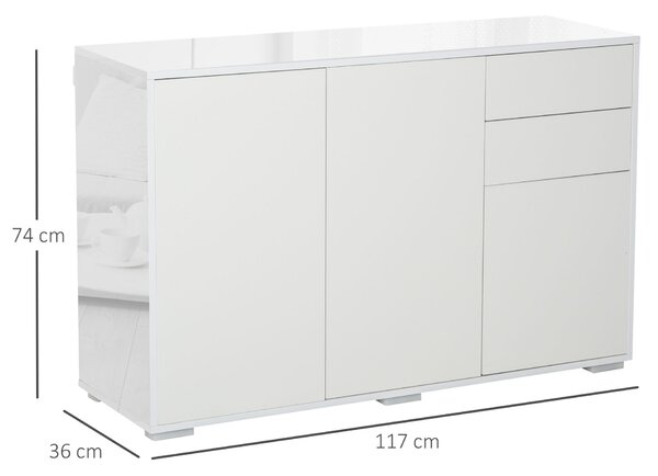 Multifunkcionális Komód 2 fiókkal 117x36x74cm, Fehér