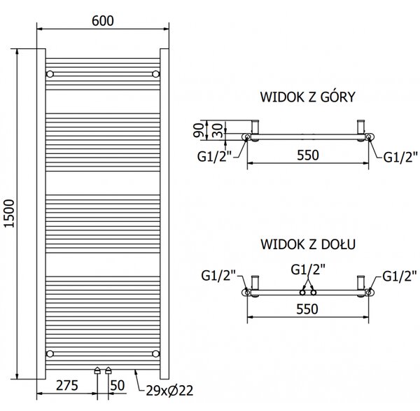 Mexen, Mexen Mars elektromos fűtés 1500 x 600 mm, 900 W, antracit - W110-1500-600-2900-66