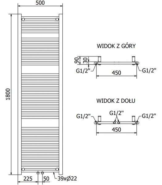 Mexen, Mexen Mars elektromos fűtés 1800 x 500 mm, 900 W, antracit - W110-1800-500-2900-66