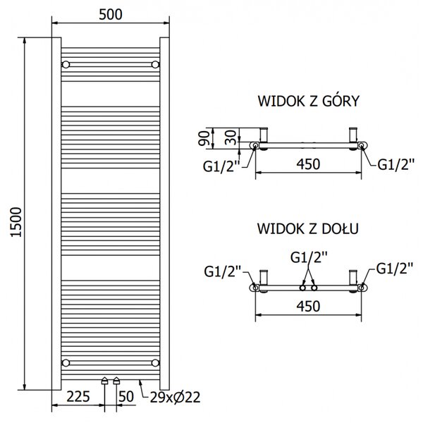 Mexen, Mexen Mars elektromos melegítő 1500 x 500 mm, 600 W, fehér - W110-1500-500-2600-20