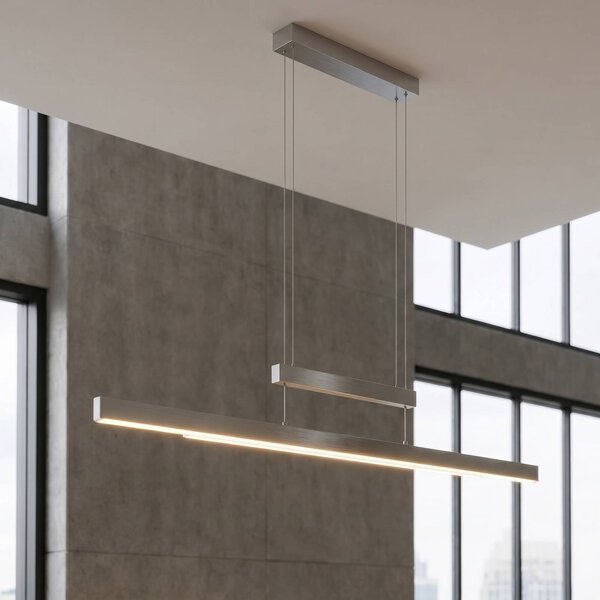 Trio Lighting LED függő lámpa Trajan, 2700-5000K, matt nikkel, dimmelhető, Alu / szürke / cink, Nappali / Étkező, fém, Modern