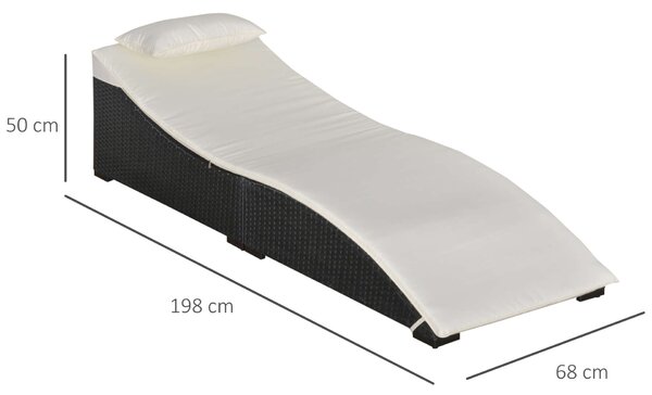 Összecsukható napozóágy, kapacitása 160 kg, 198x68x50cm, fekete / fehér