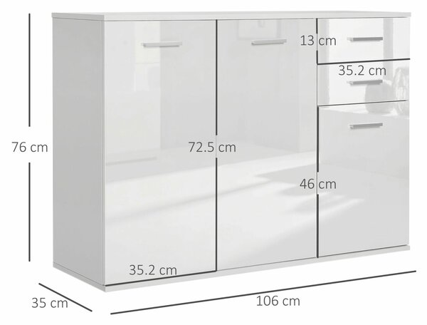 Komód 106x35x76cm, Fehér