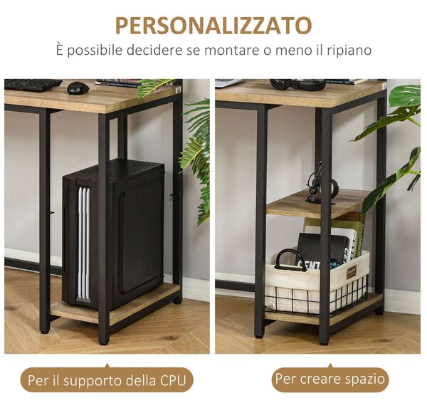 Homcom dupla íróasztal, MDF / fém, 200x53x100 cm, Fekete-barna