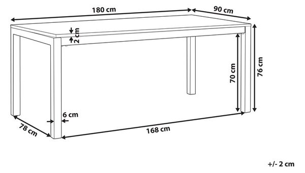 Kerti asztal GROSSETO 180 cm 90 cm Edzett üveg Fekete