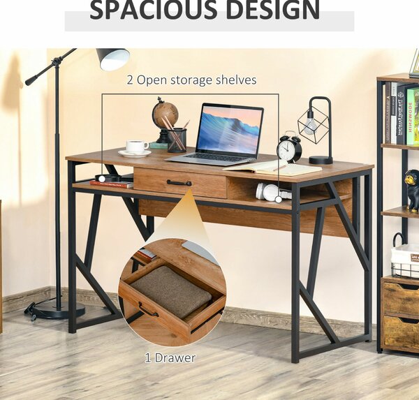 Homcom MDF Számítógép asztal 120x60x76 cm, Barna
