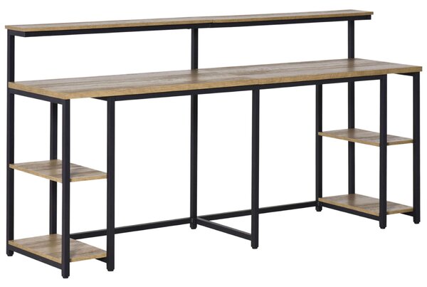 Homcom dupla íróasztal, MDF / fém, 200x53x100 cm, Fekete-barna