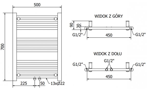Mexen, Mexen Mars elektromos fűtés 700 x 500 mm, 300 W, króm - W110-0700-500-2300-01