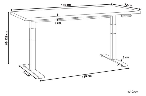 Elektromosan állítható asztal DESTINES Barna/fehér 160 cm 72 cm